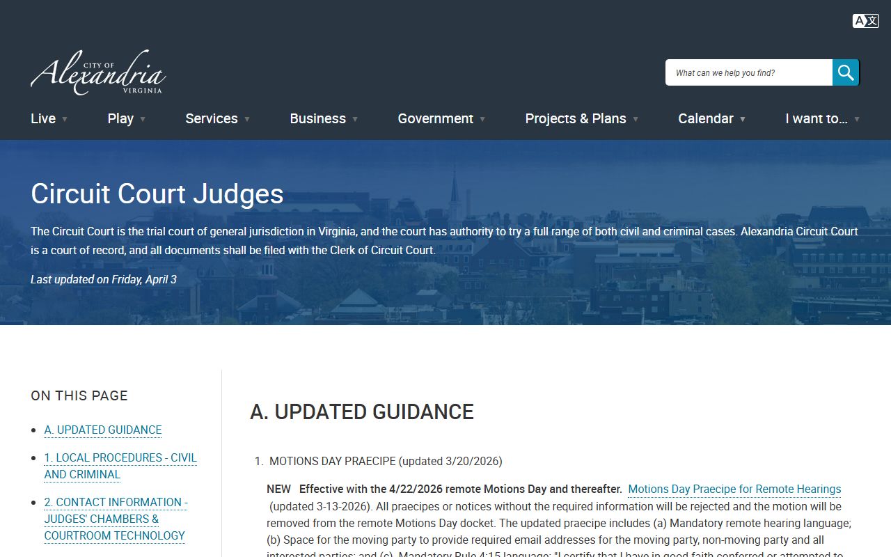 Alexandria Circuit Court website - deed records and clerk information