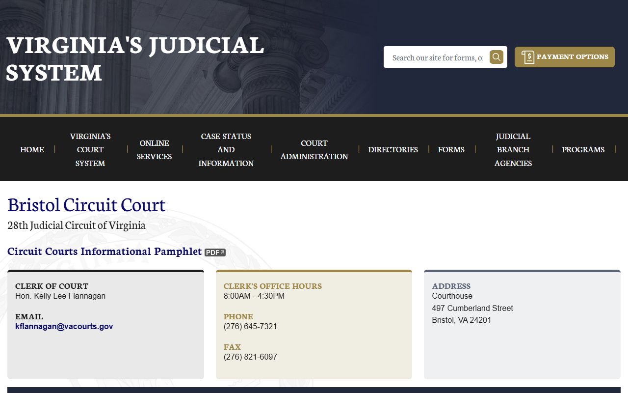 Bristol Circuit Court website - deed records and land record filing information