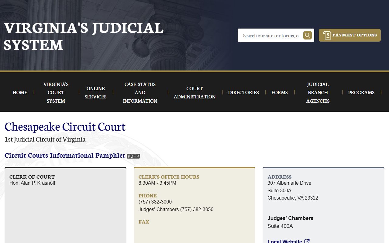 Chesapeake Circuit Court website - deed records and land record information