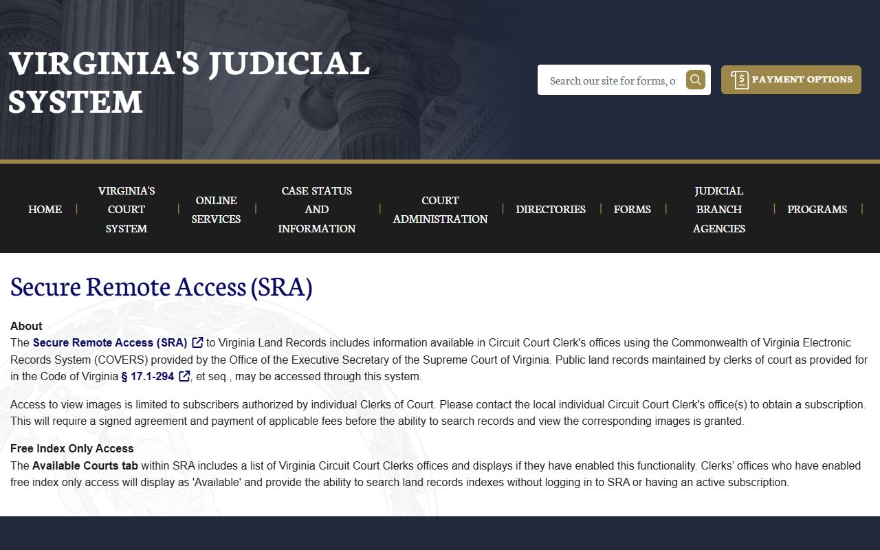 Virginia Secure Remote Access SRA land records portal
